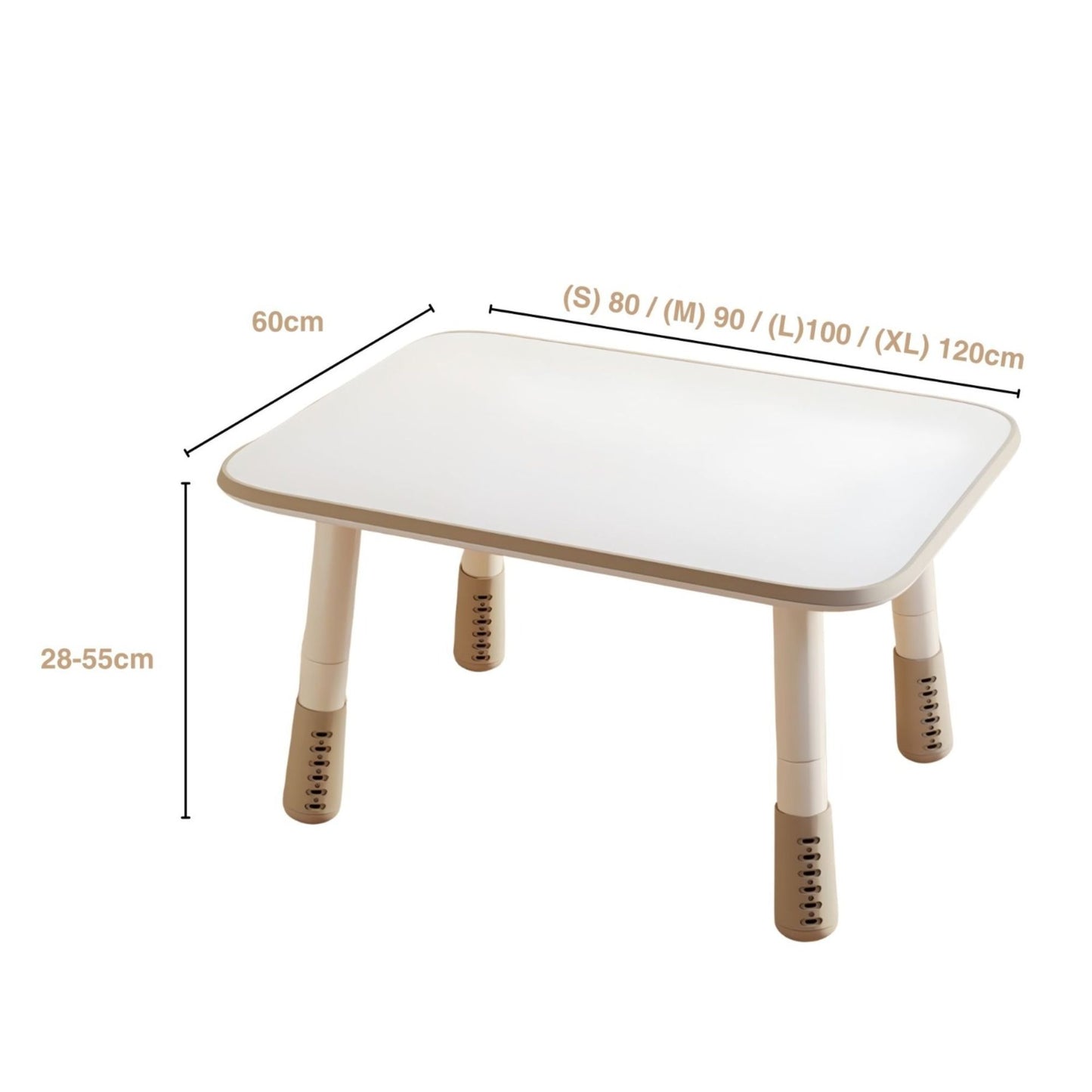 KOK Rectangular Kids Table Height Adjustable 28-55mm Erasable Graffiti Top 成長型兒童長方桌 六段升降與可塗鴉桌面