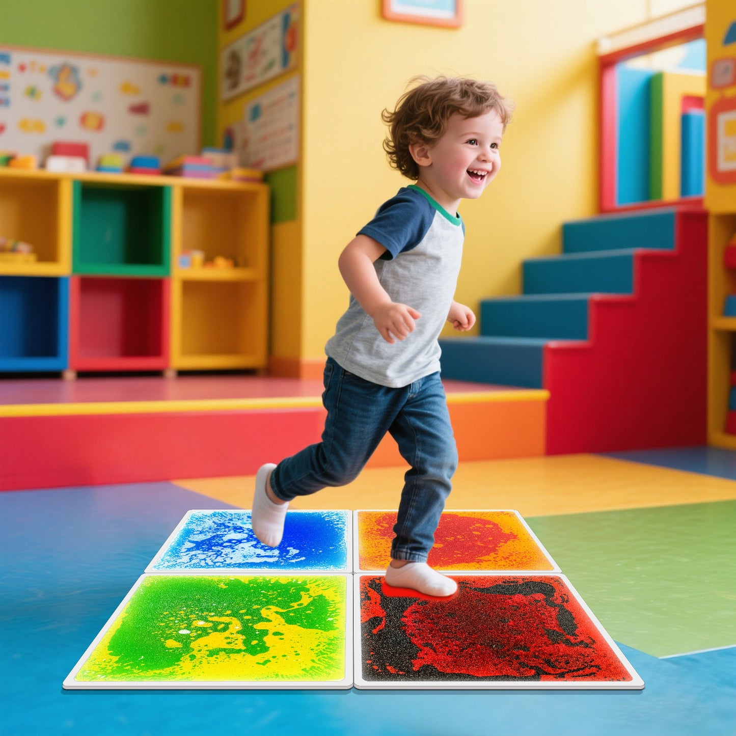 Kindermatic Square Liquid Sensory Floor Tiles 正方形液體感官地墊