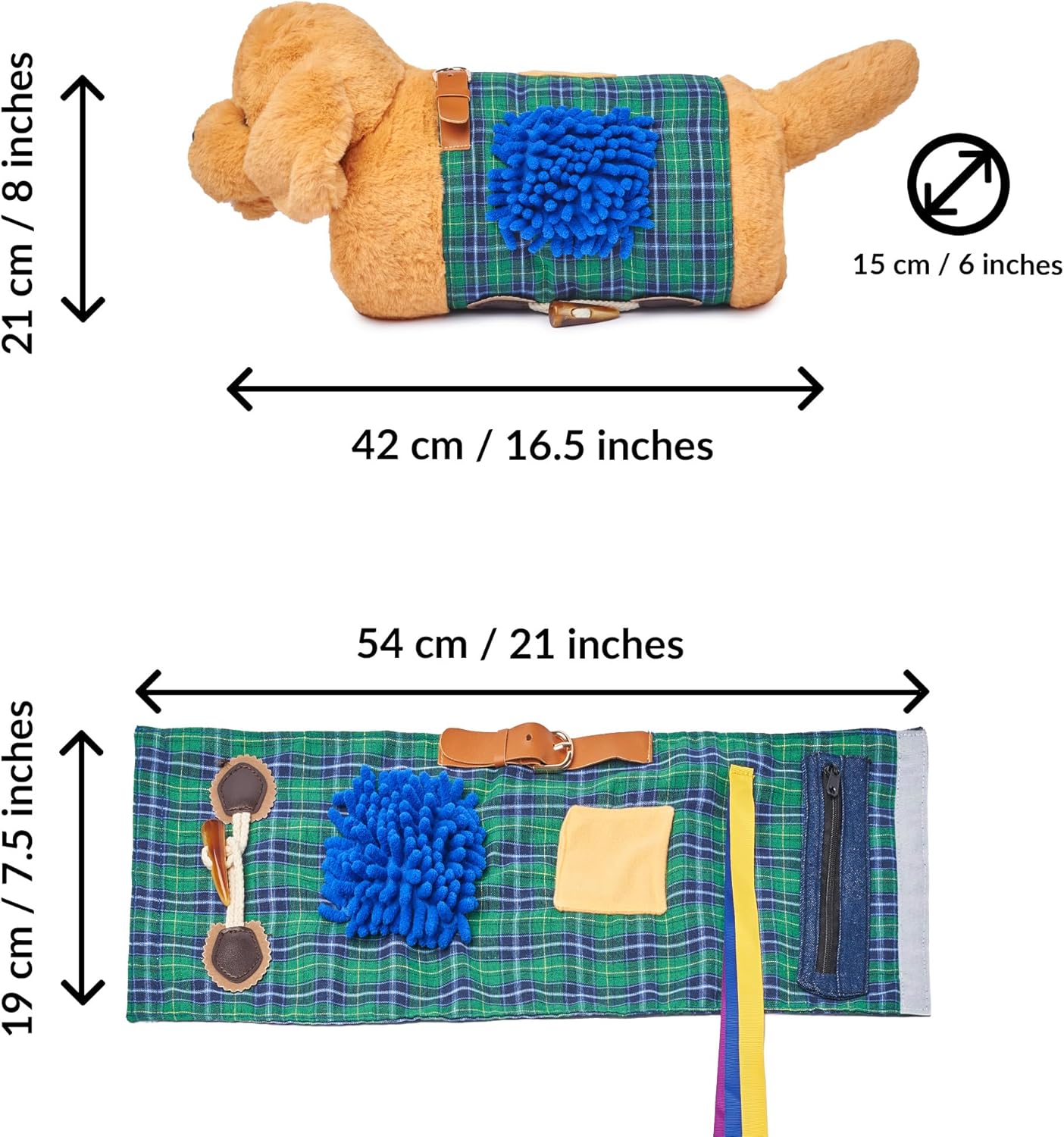 2-in-1 Sensory Fidget Muff Blanket Brown Puppy Calming Activities for Dementia and Alzheimer’s Support 二合一感官保暖手筒與失智症活動毯