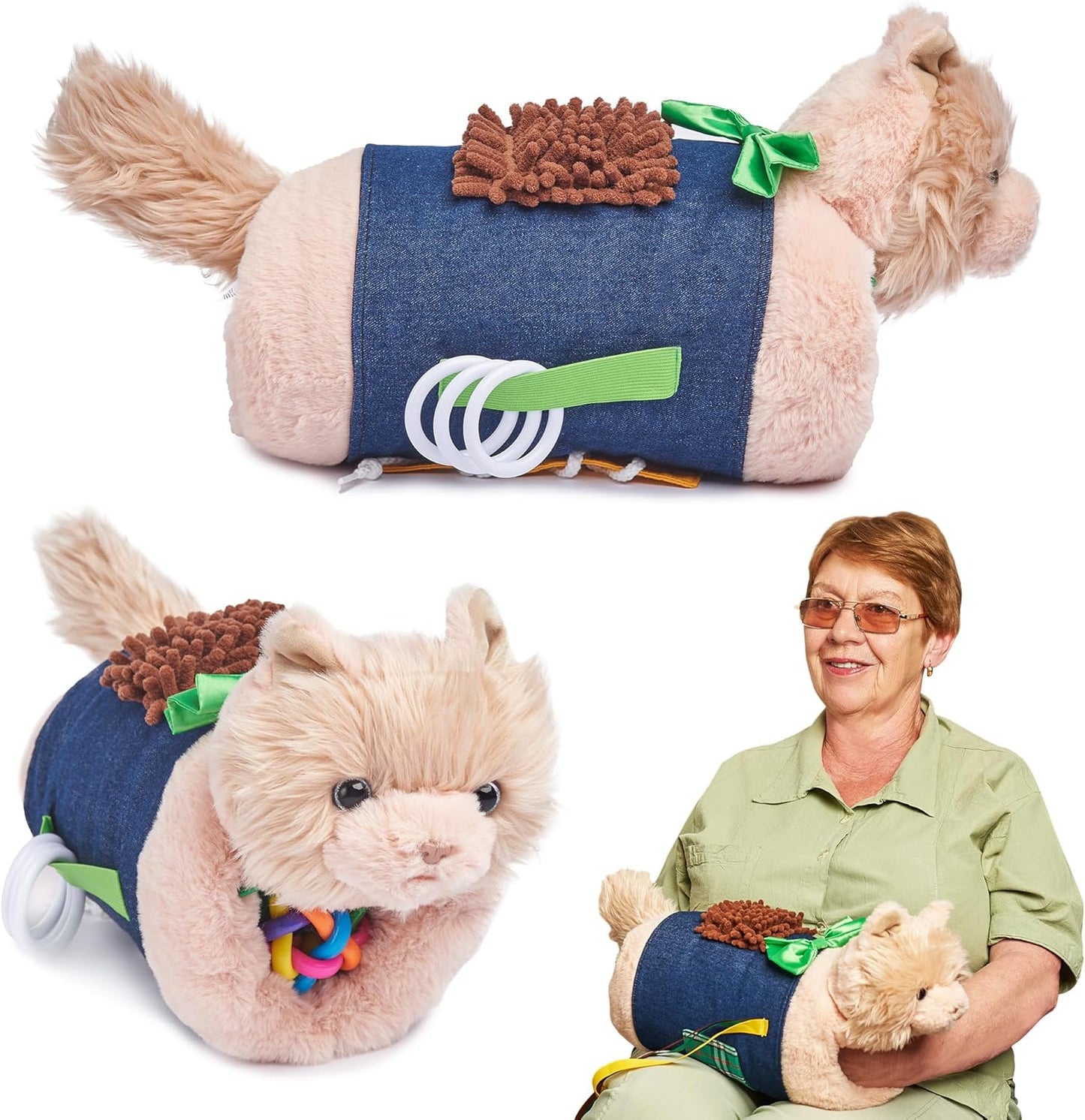 2-in-1 Sensory Fidget Muff Blanket Cat Calming Activities for Dementia and Alzheimer’s Support 二合一感官保暖手筒與失智症活動毯 小猫