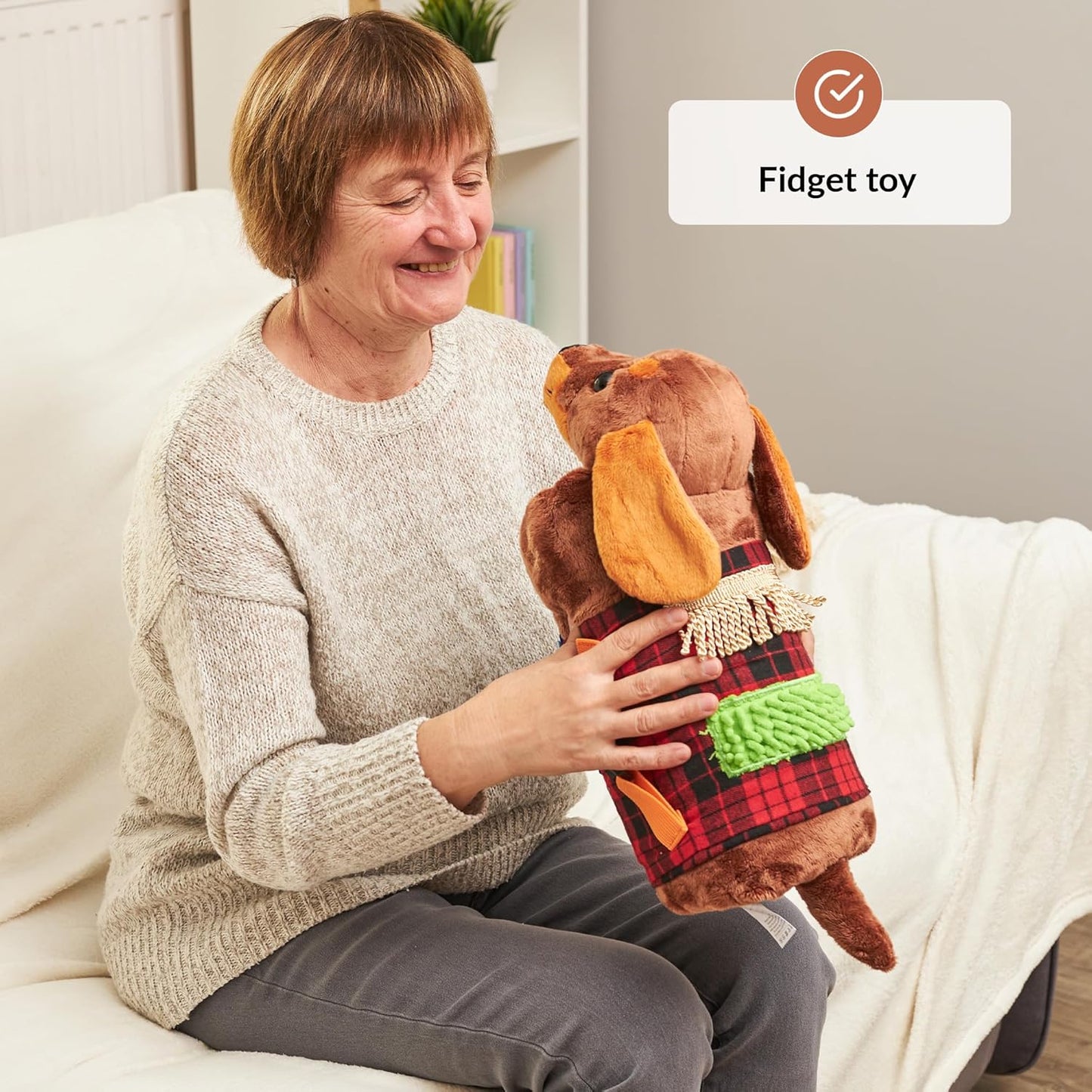2-in-1 Sensory Fidget Muff Blanket Dachshund Calming Activities for Dementia and Alzheimer’s Support 二合一感官保暖手筒與失智症活動毯 臘腸犬