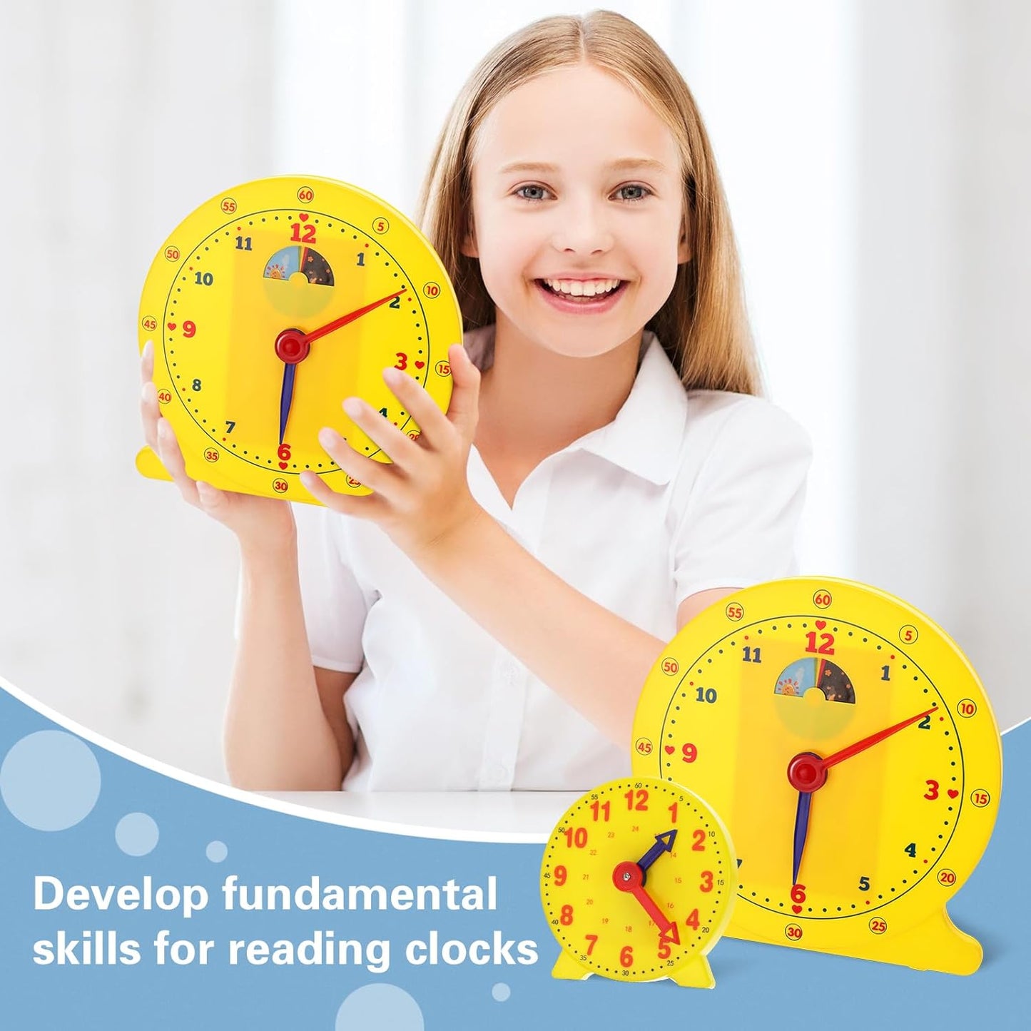 Kindermatic 30 Pcs Classroom Clock Kit Includes 1 Pcs Big Student Clock 25 Pcs