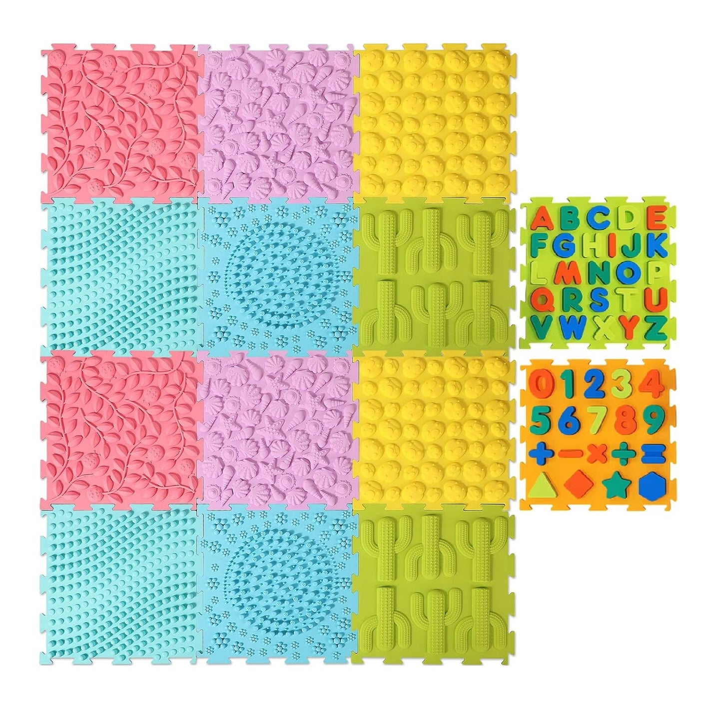 PVC Sensory Play Tactile Mat Set of 14 觸感感官拼接軟地墊14個套裝
