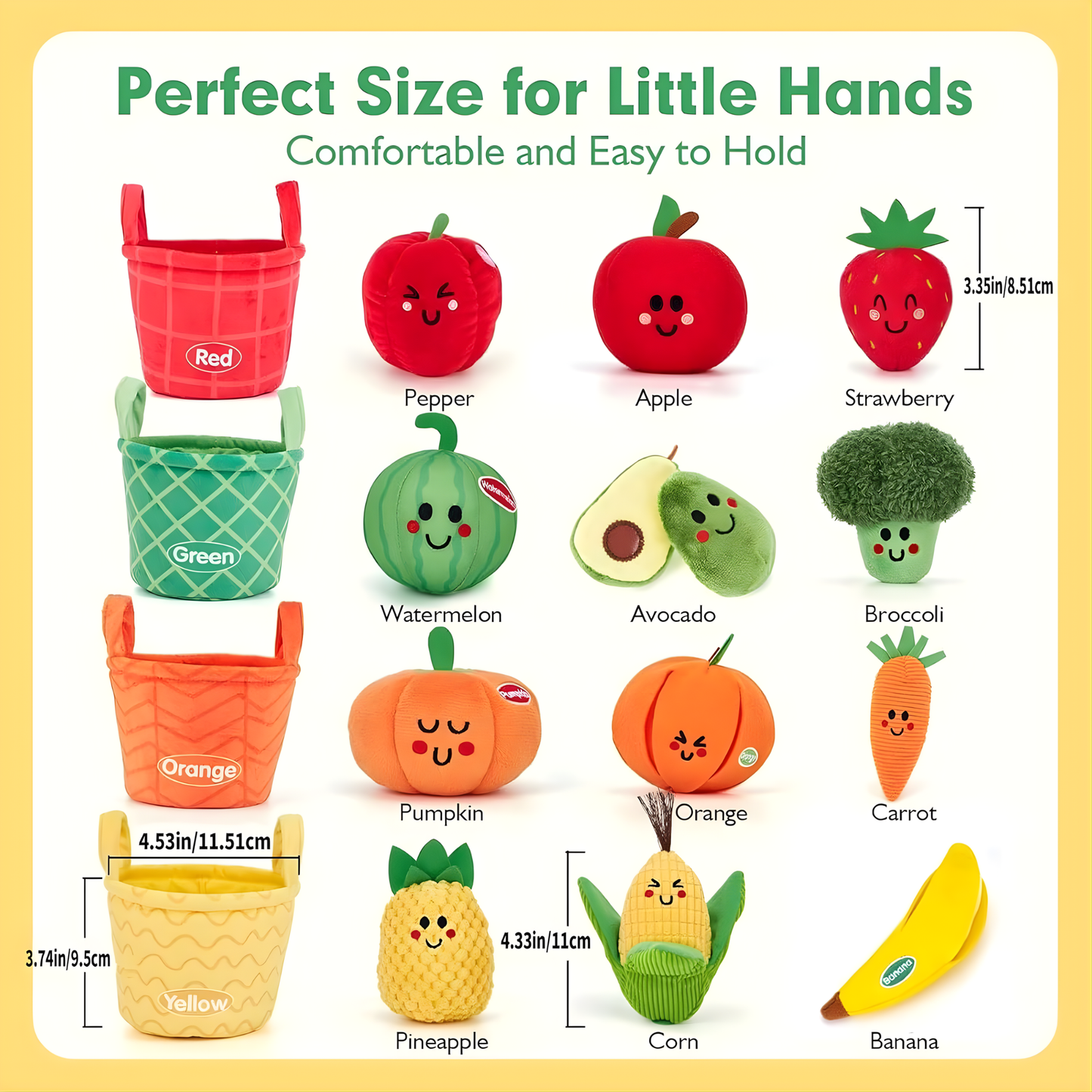 Fabricplay Veggie & Fruit Sorting Basket Set 軟布玩具蔬果分類提籃組