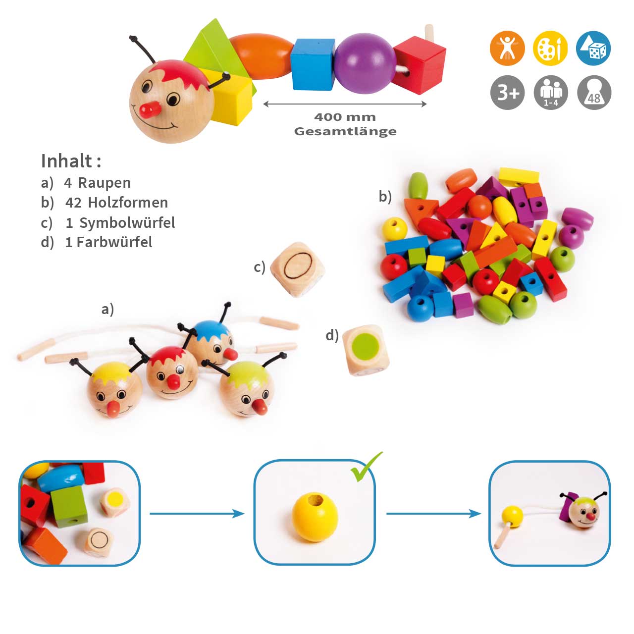 Beleduc Rondo Vario XXL Color & Shape Lacing & Matching Game 毛毛蟲串串顏色形狀配對遊戲大號