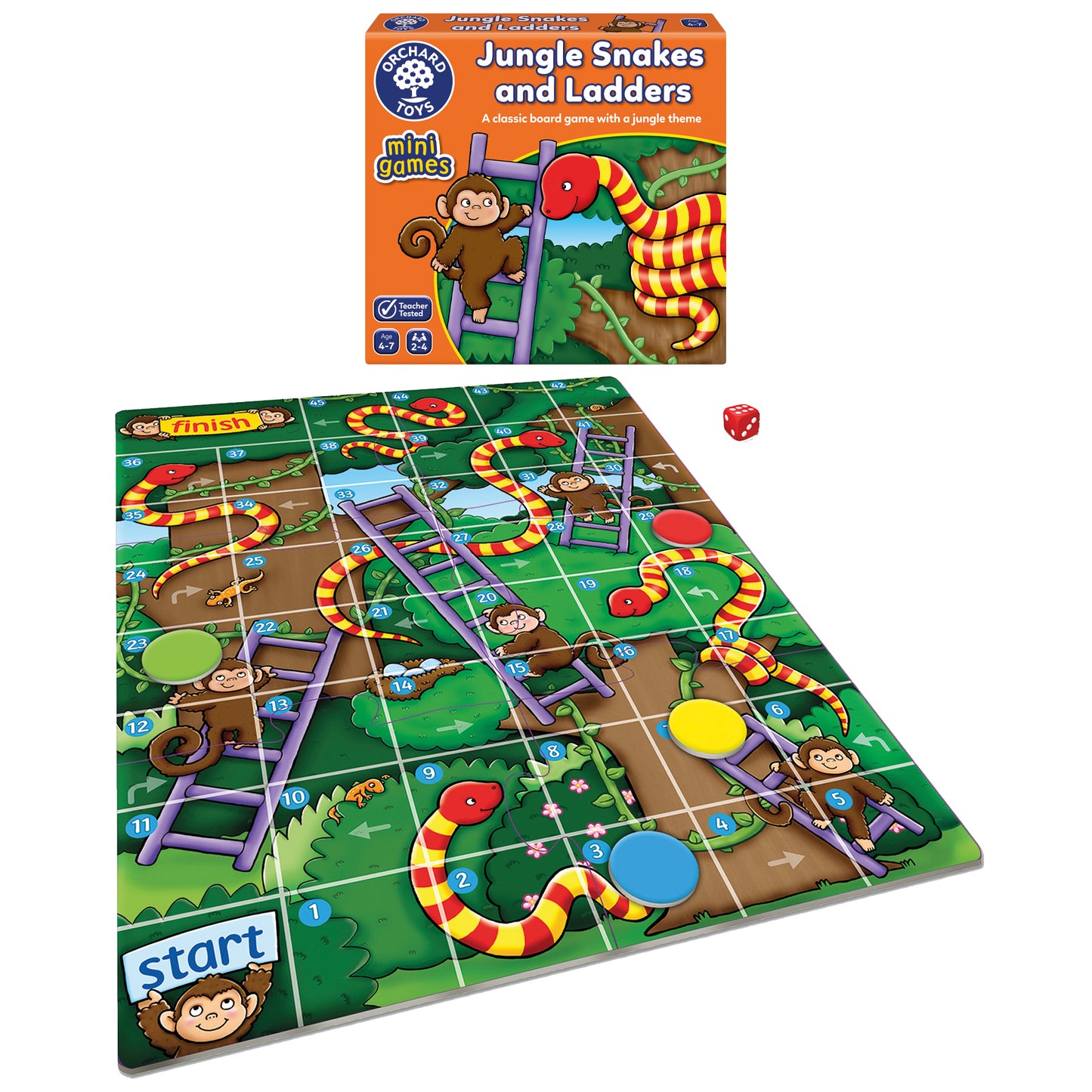 Orchard Toys Jungle Snakes and Ladders Mini Game