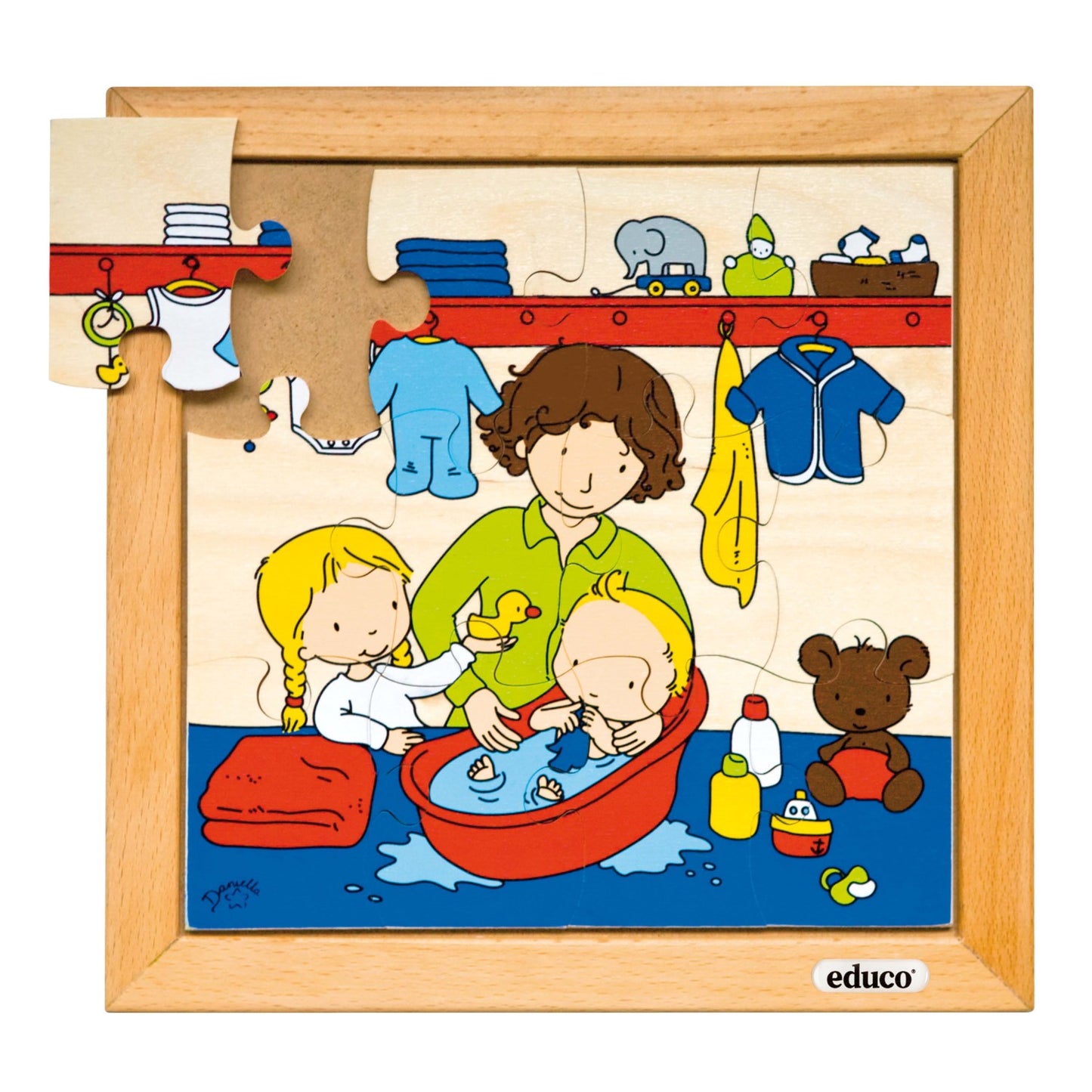 Educo Self-care Skills Wooden Puzzle - Bath for Cleaning 幼兒自理學習實木拼圖 - 洗澡