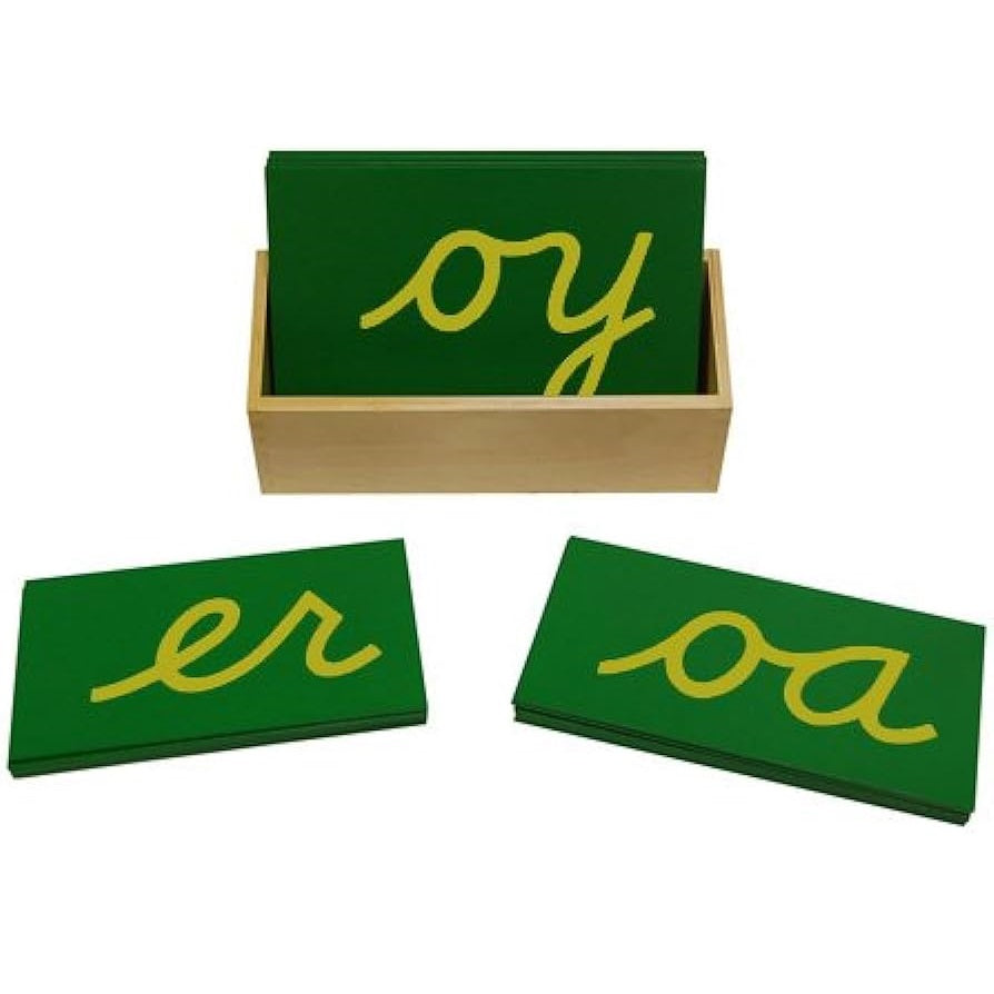 Kindermatic Montessori Lower Case Double Sandpaper Letters - Cursive with Box 蒙特梭利 英文字母沙板 雙音草體 含木盒