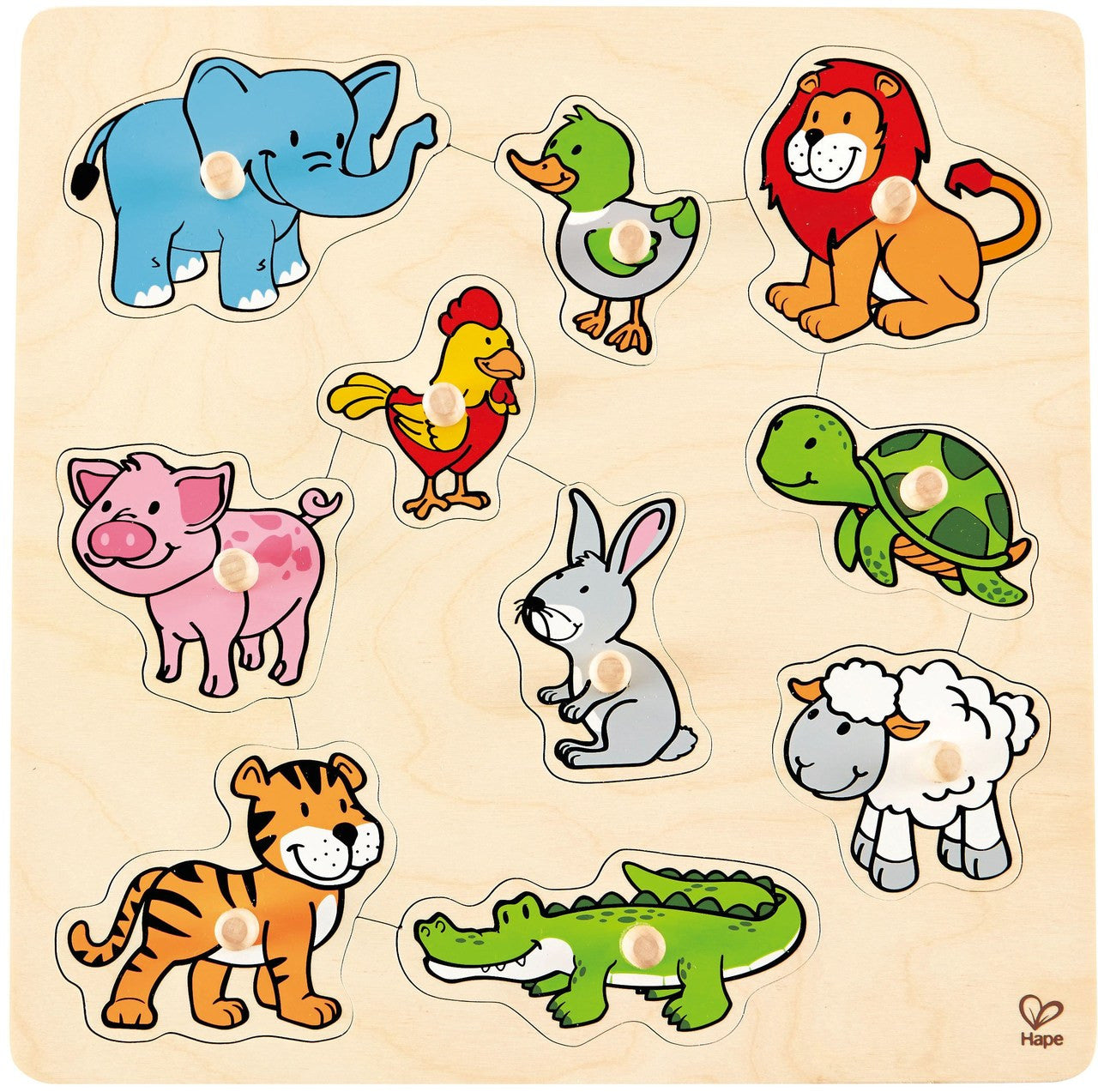 Hape Friendly Animals Knob Puzzle 友善的動物旋鈕拼圖