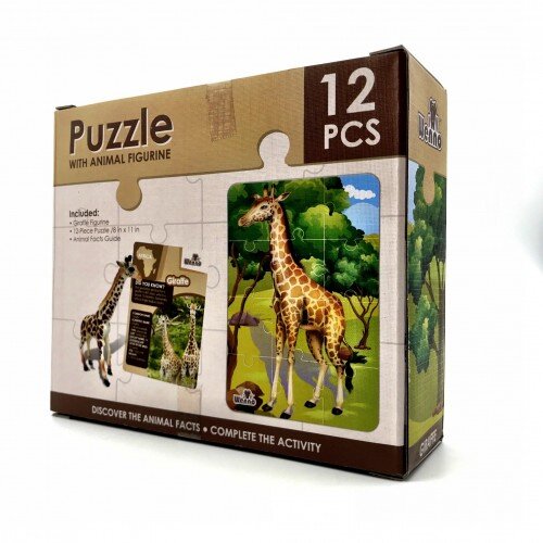 Wenno Puzzle 12 pcs with Animal Figurine - Giraffe 拼圖 12 片裝 長頸鹿物圖案