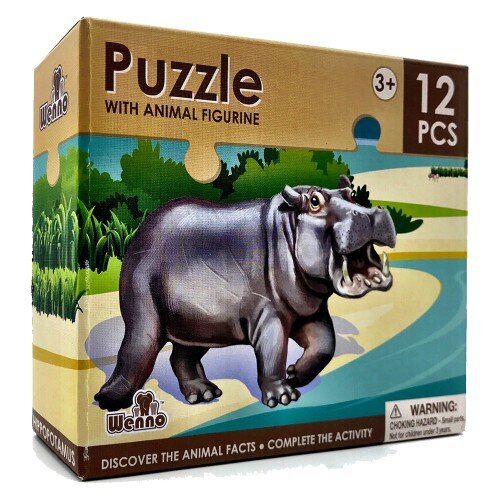 Wenno Puzzle 12 pcs with Animal Figurine - Hippo