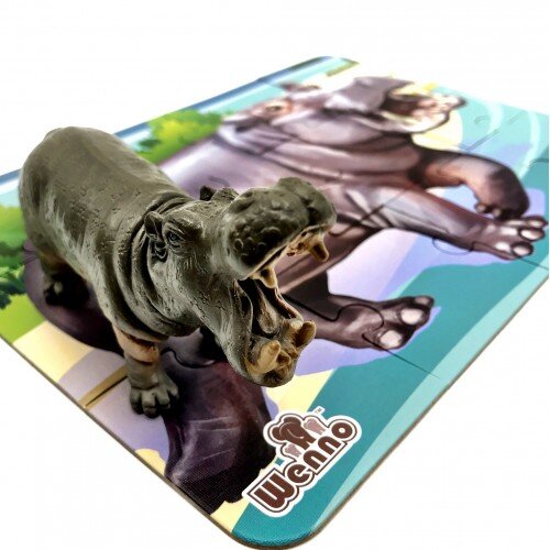 Wenno Puzzle 12 pcs with Animal Figurine - Hippo