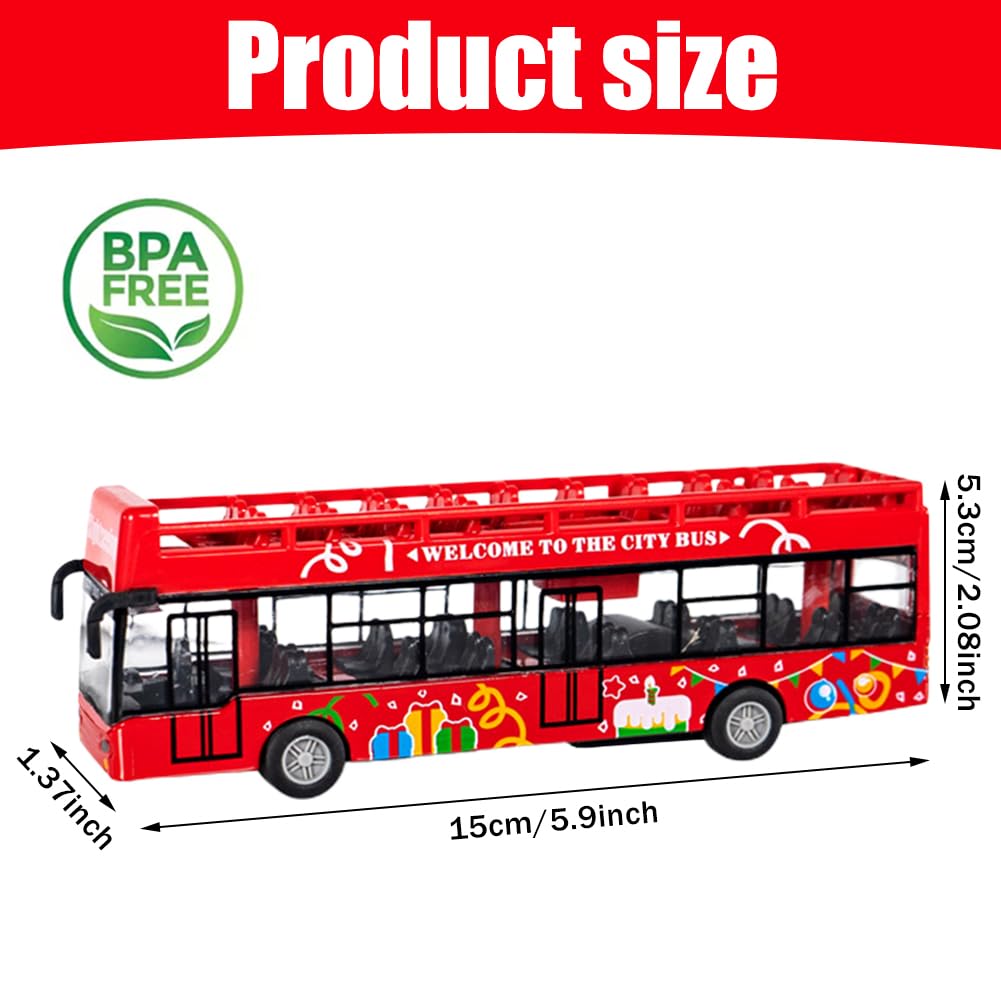City Bus Convertible Assorted Color Set of 4 城市觀光巴士推行玩具車