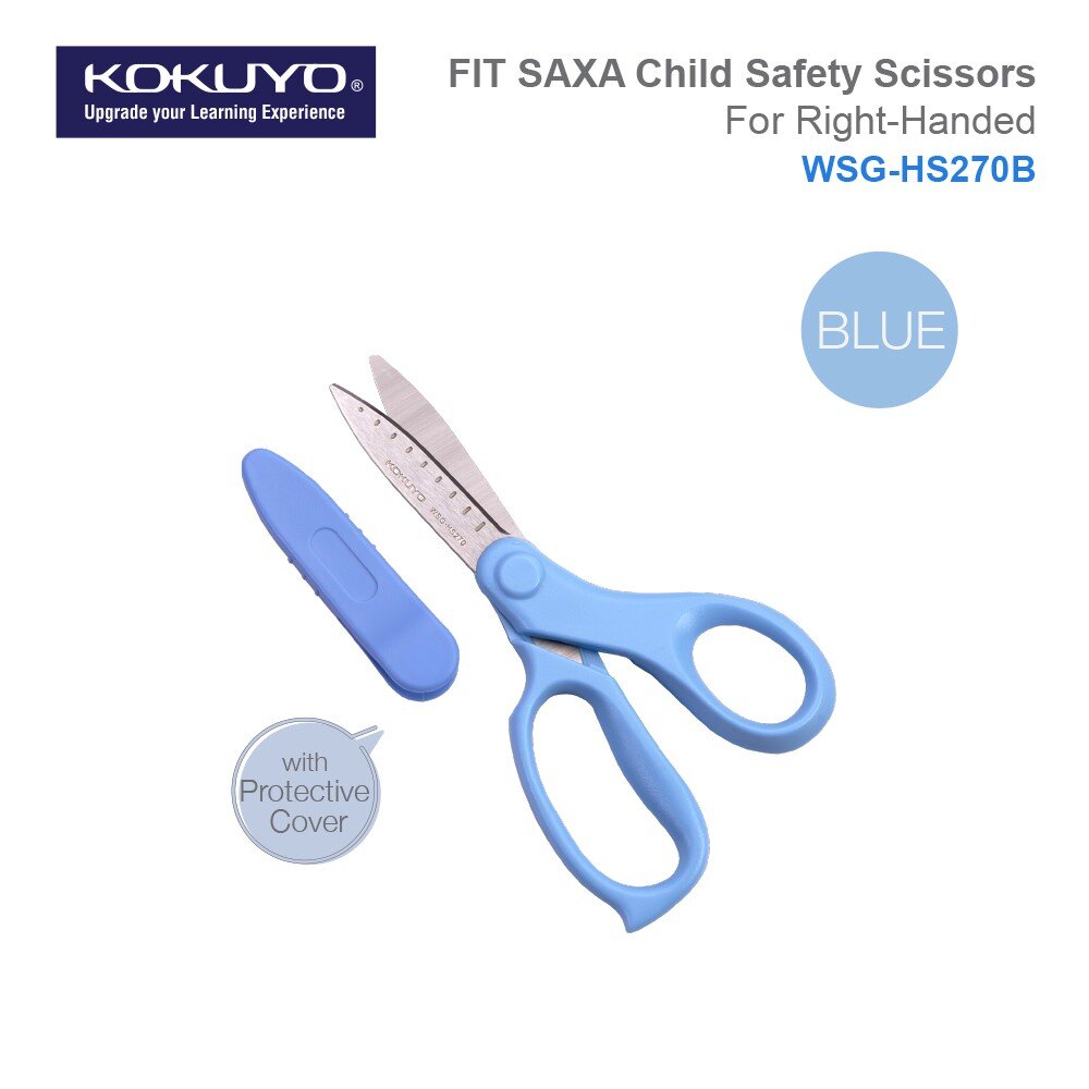 Kokuyo Right Hand FIT SAXA Safety Scissors for Children Color Blue 右手專用 FIT SAXA 兒童安全剪刀 3歲+ 藍色