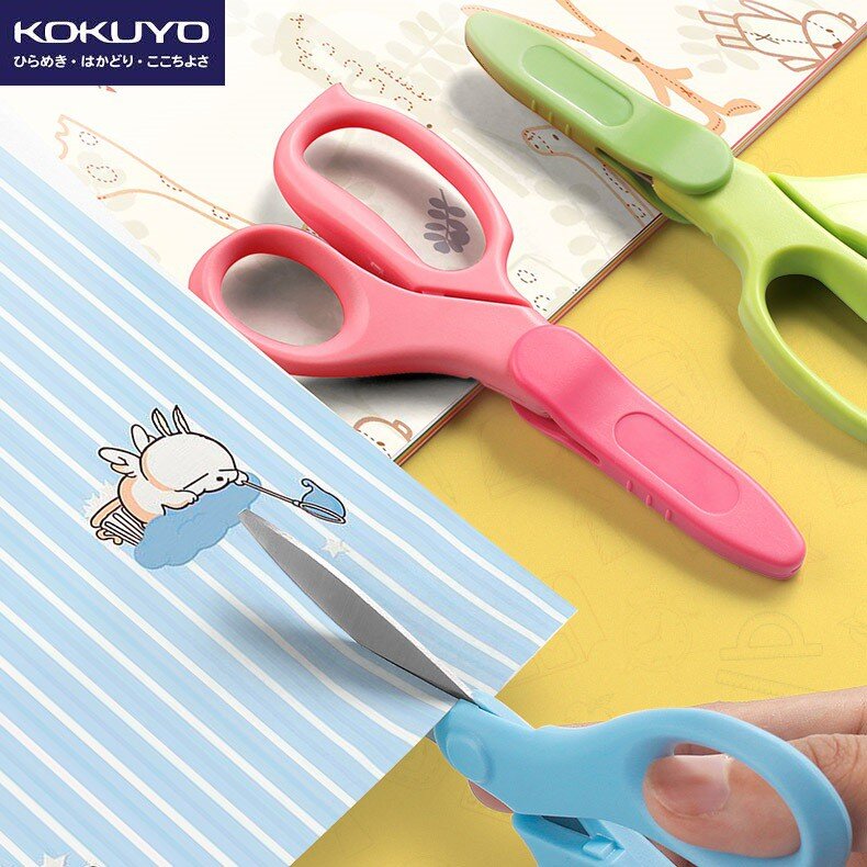 Kokuyo Right Hand FIT SAXA Safety Scissors for Children Color Blue 右手專用 FIT SAXA 兒童安全剪刀 3歲+ 藍色