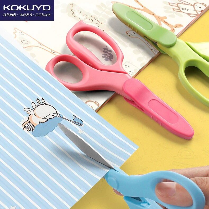 Kokuyo Left Hand FIT SAXA Scissors for Children Color Green 左手專用 FIT SAXA 兒童安全剪刀 綠色