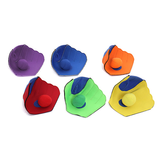 Stick & Catch Gloves with Plush Ball Assorted Color Set of 6色 黏黏球投接手套