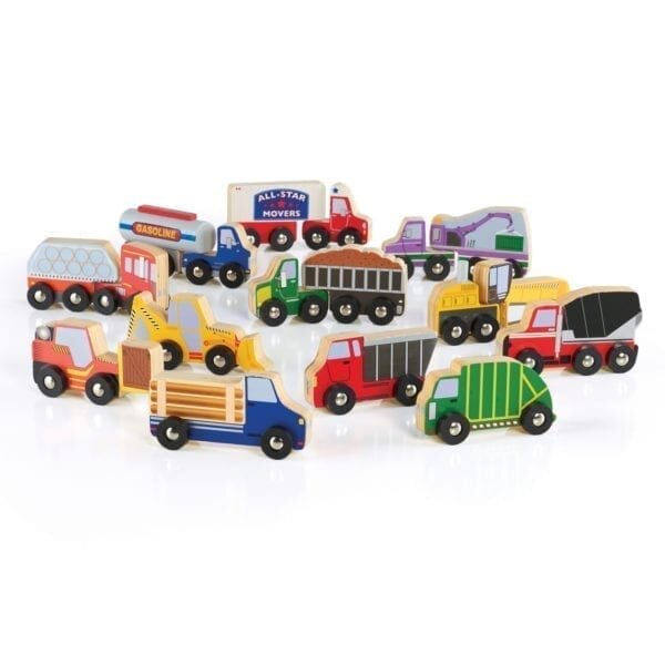 Guidecraft Wooden Truck Collection Set of 12 Wooden Truck Collection Set of 12