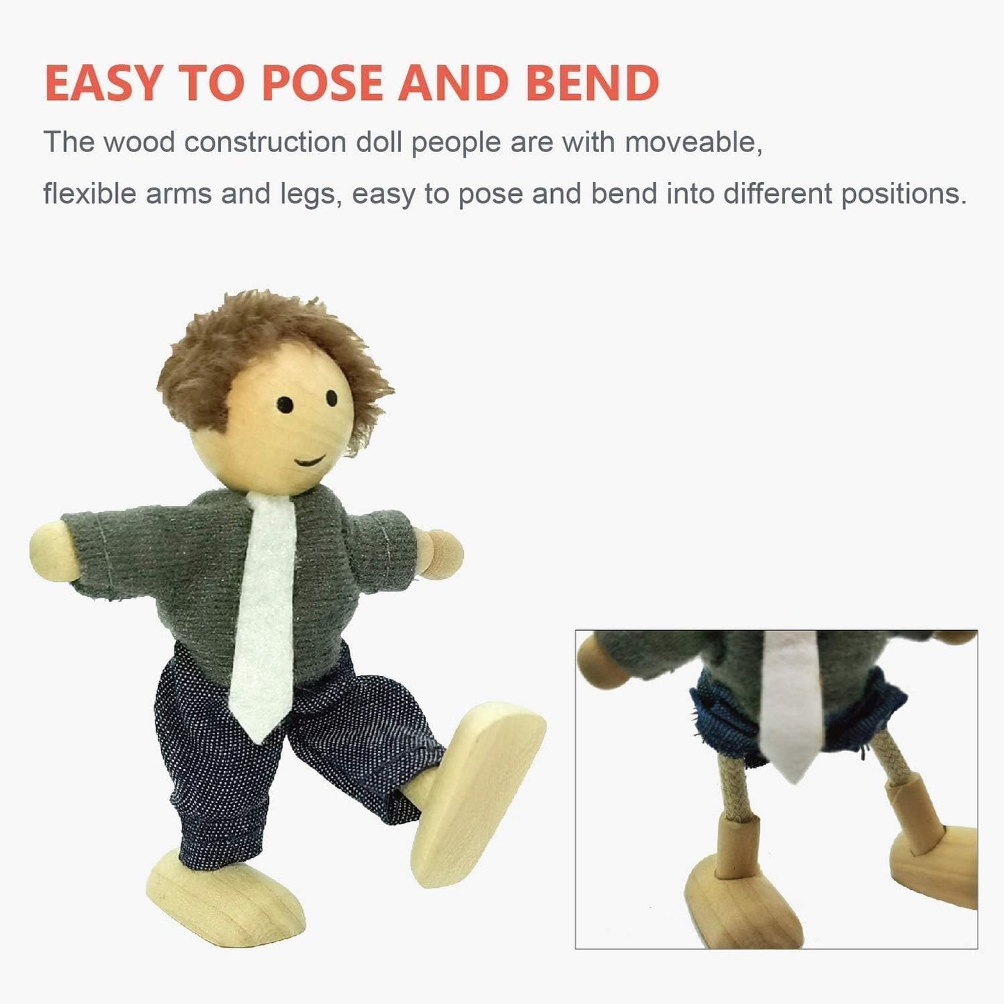 Bendable Doll Family Set of 6 可彎曲娃娃屋的一家 6 件套裝