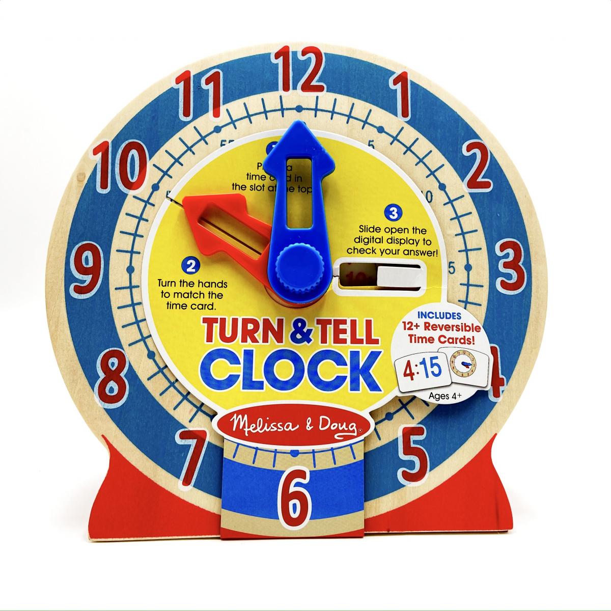 Melissa & Doug Turn & Tell Wooden Learning Clock with Learning Card 木製時鐘教具配有遊戲圖咭