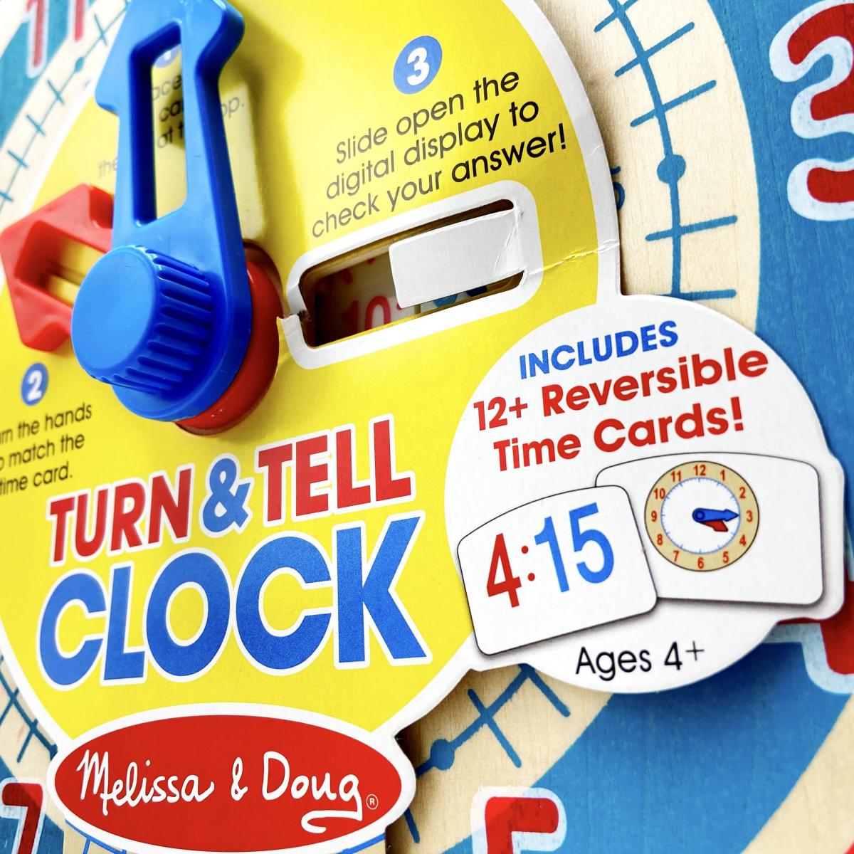 Melissa & Doug Turn & Tell Wooden Learning Clock with Learning Card 木製時鐘教具配有遊戲圖咭