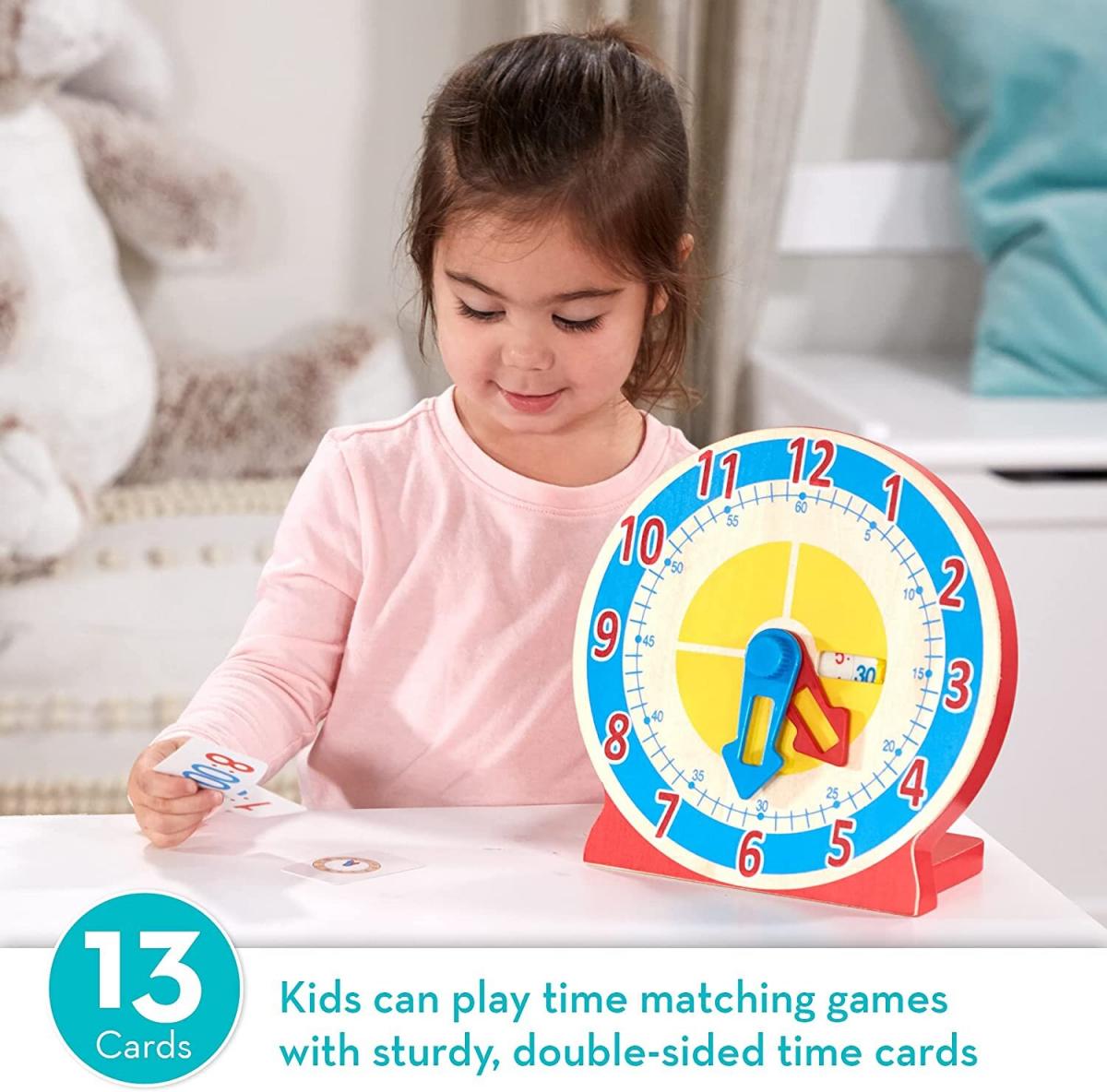 Melissa & Doug Turn & Tell Wooden Learning Clock with Learning Card 木製時鐘教具配有遊戲圖咭