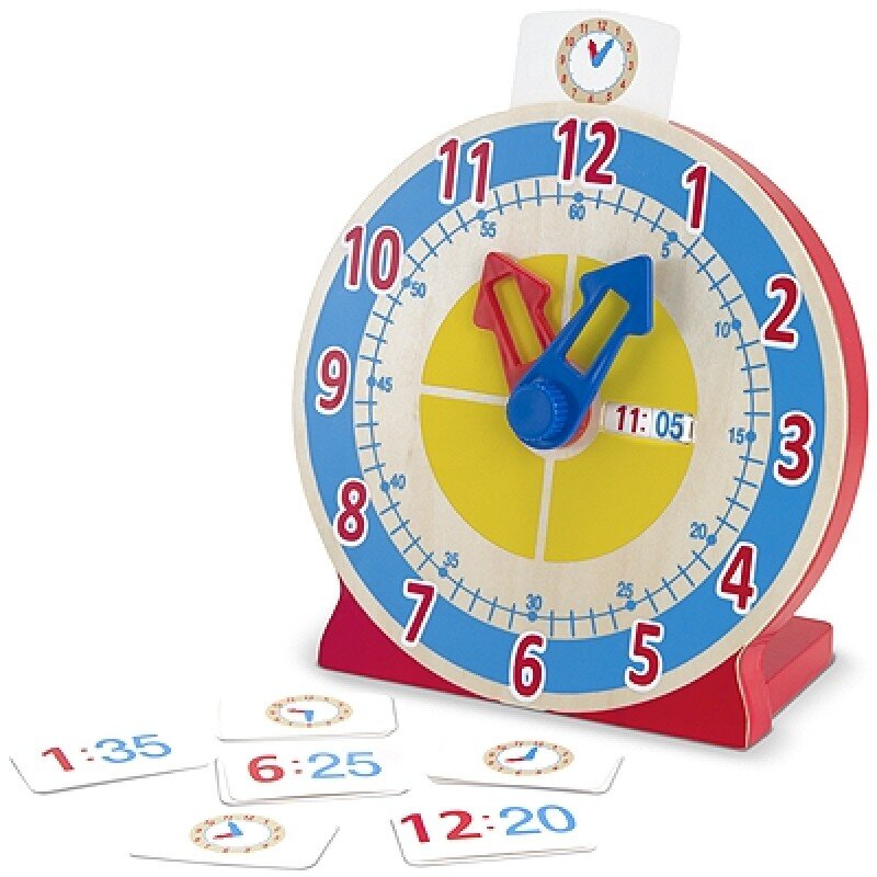 Melissa & Doug Turn & Tell Wooden Learning Clock with Learning Card 木製時鐘教具配有遊戲圖咭