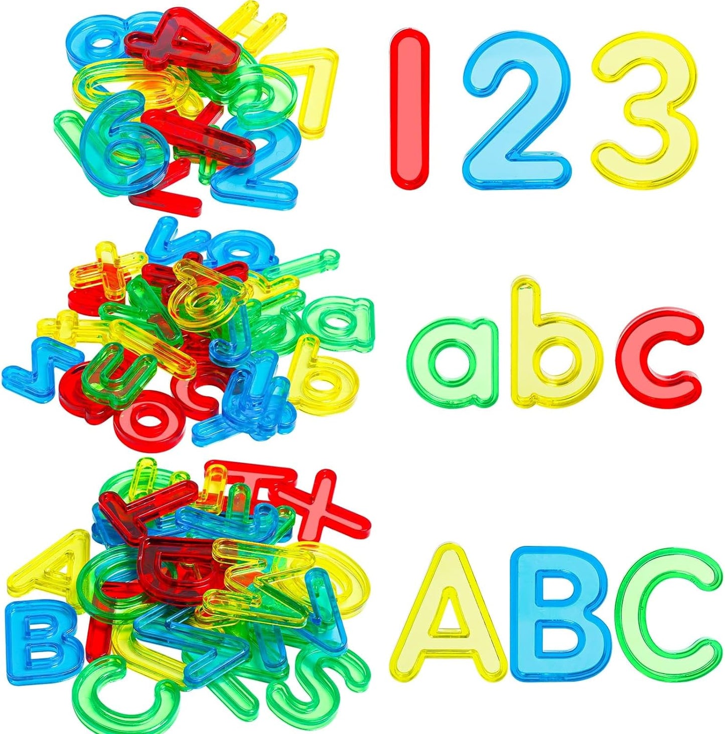 Transparent Letters Numbers 3-in-1 66 Pieces 透明大小寫英文字母及數字組合 66個