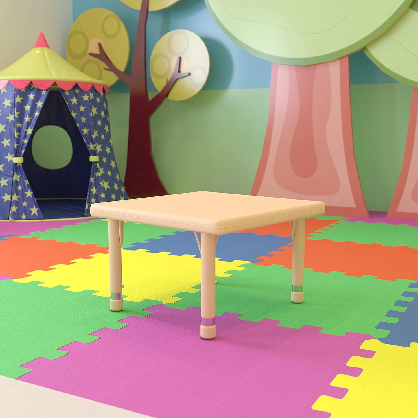 KT Square Plastic Height Adjustable Activity Table L60xW60 方形塑膠高度可調活動桌