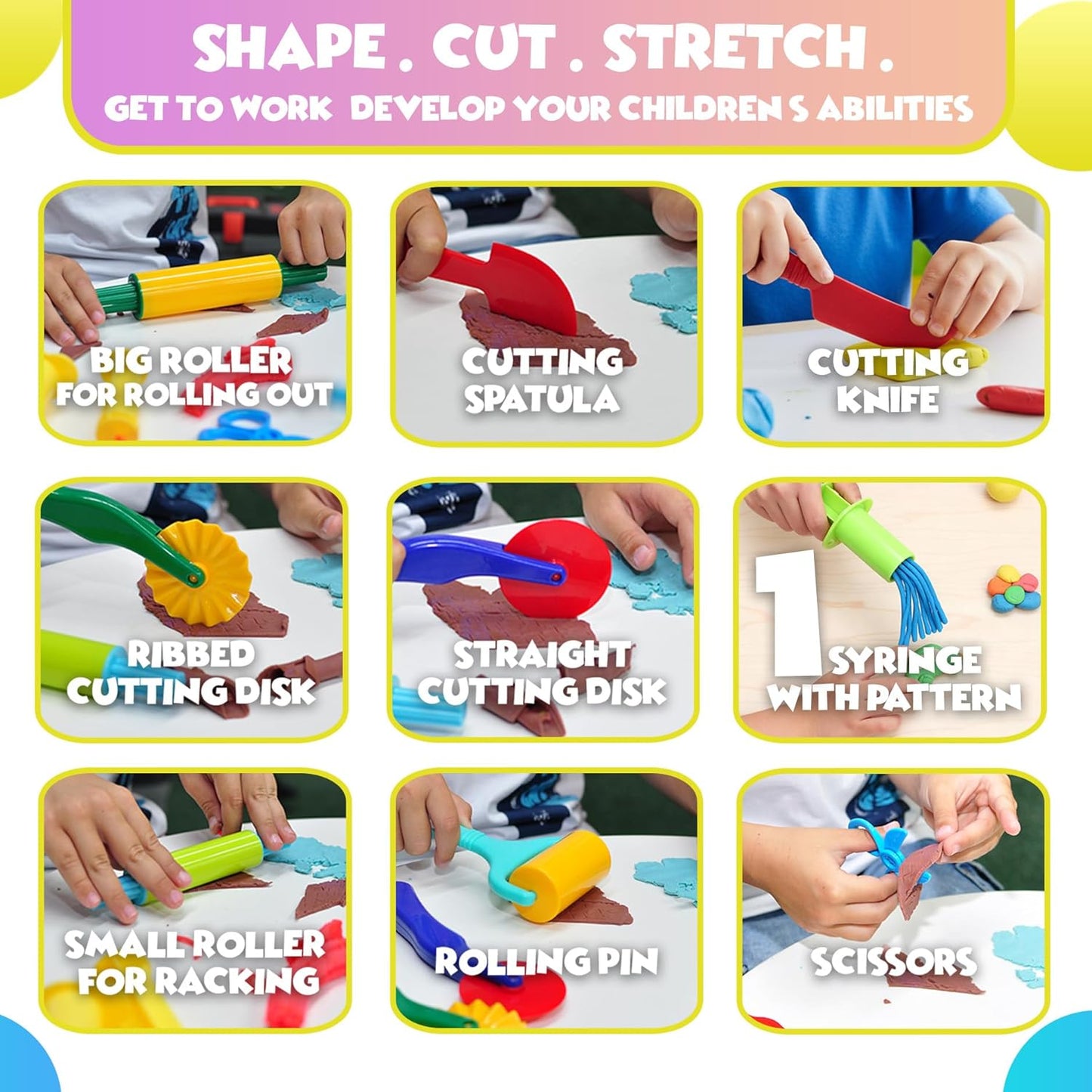 Dough Play Tools Assorted Color 泥膠工具學前幼兒套裝 顏色隨機