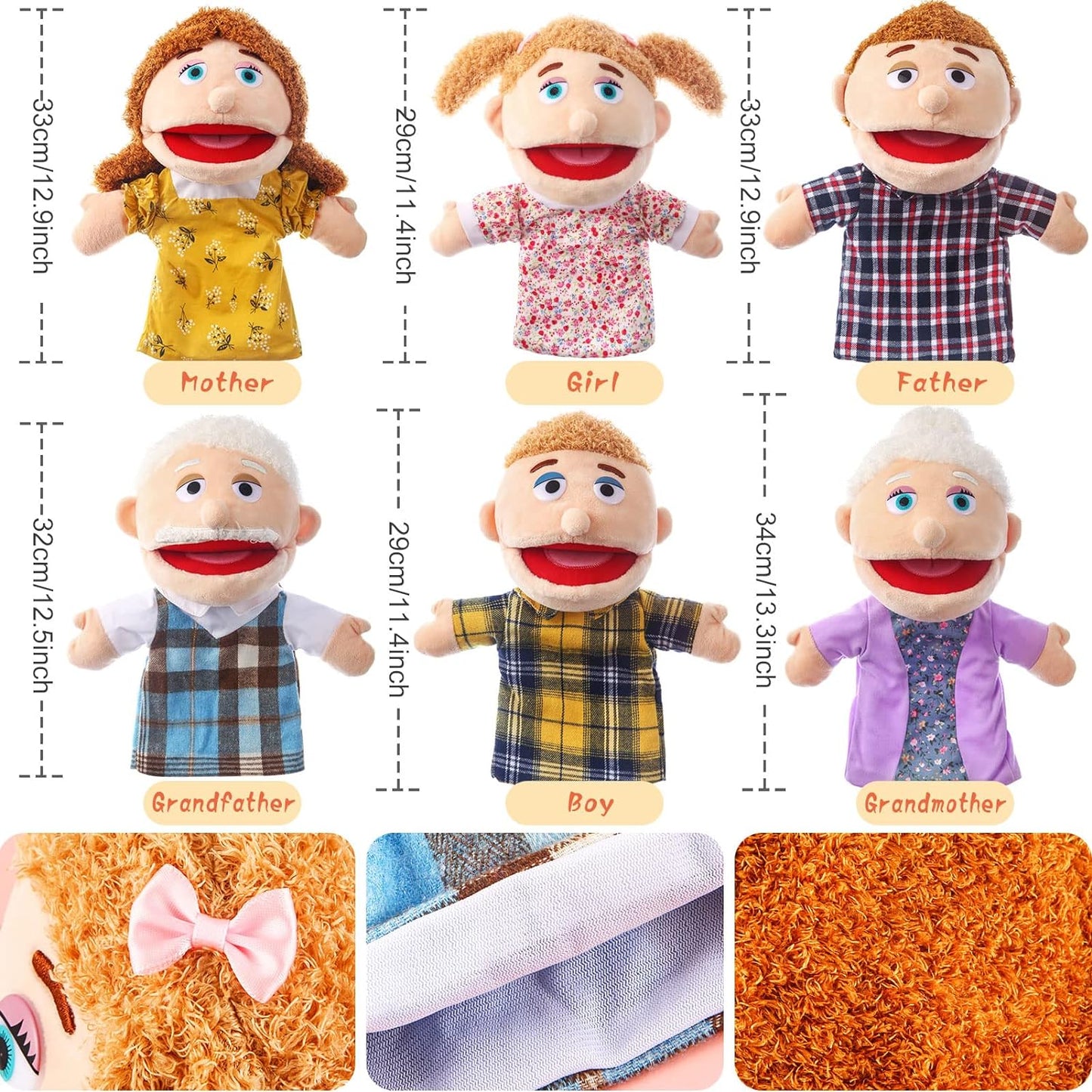 Western Family Hand Puppets Set of 6 西方家庭手偶 6 件套