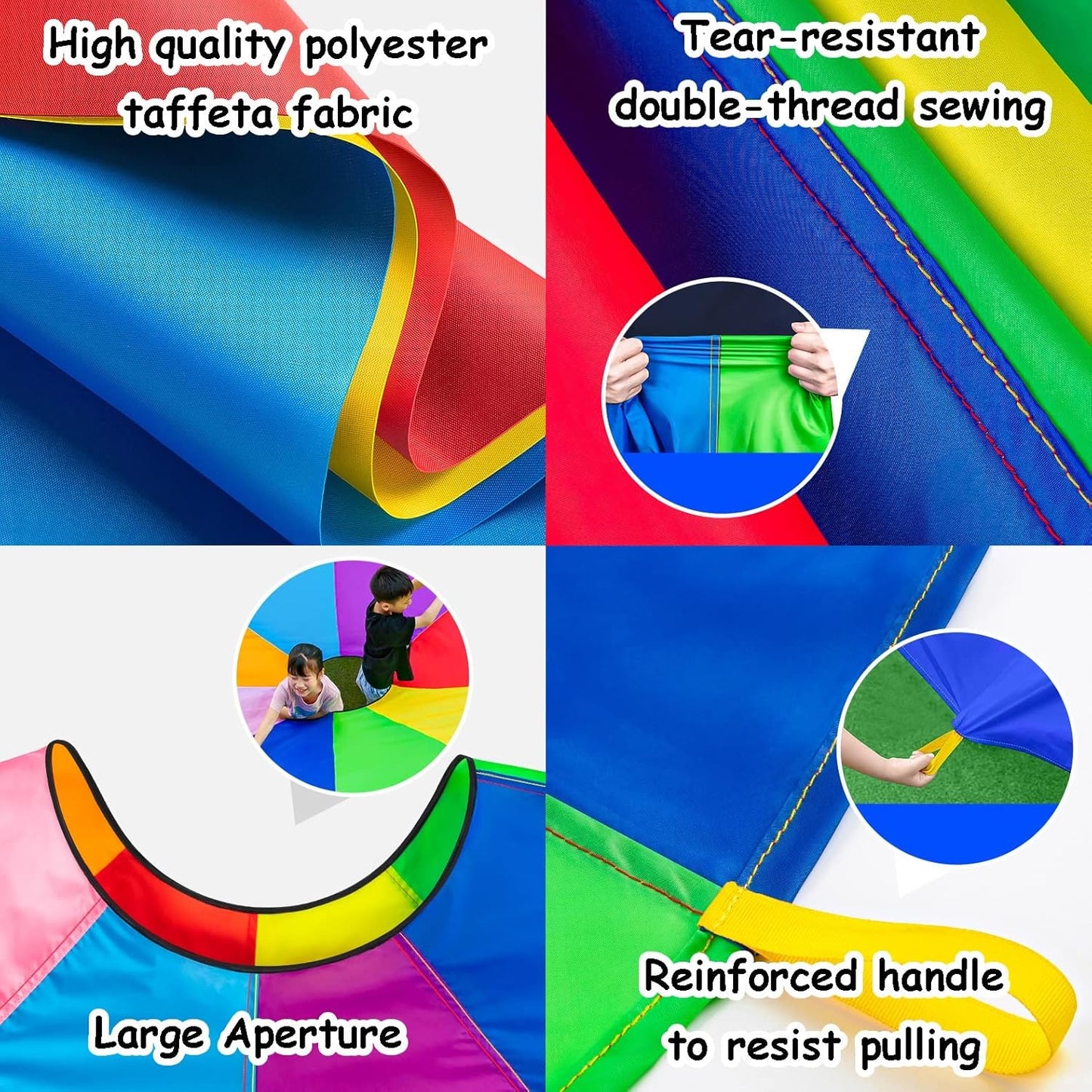 Kindermatic Play Parachute with Holes for Kid Cooperative Play 兒童彩虹降落傘設有圓形洞口合作遊戲