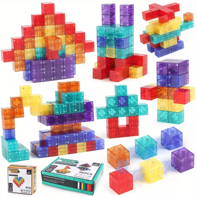 2CM Sensory Transparent Magnetic Cube Set of 96 感官透明磁性立方體
