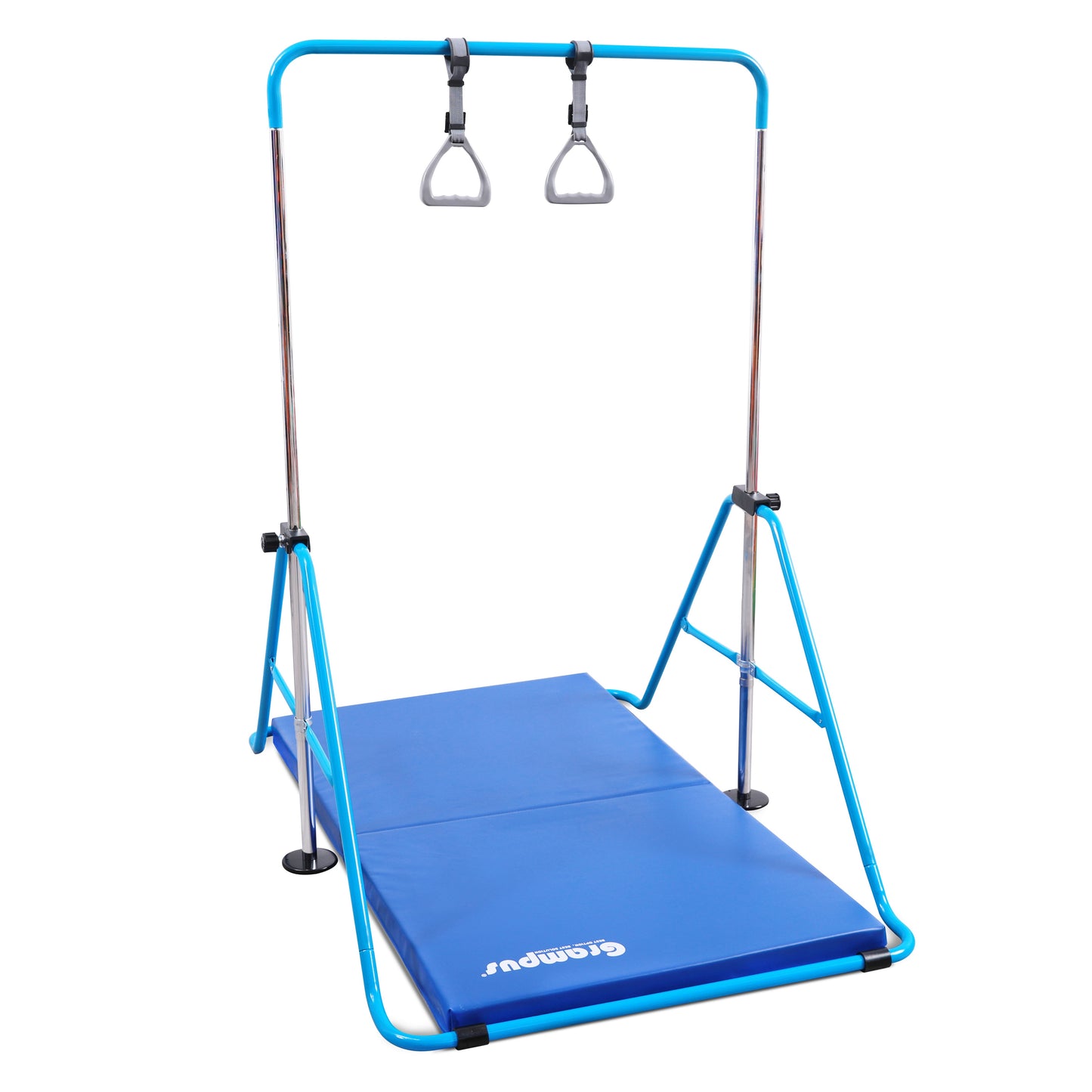 2-in-1 Height Adjustable Gymnastics Training Bar and Ring Set with Mat 2合1 高度可調 體操訓練桿與環套裝含軟墊
