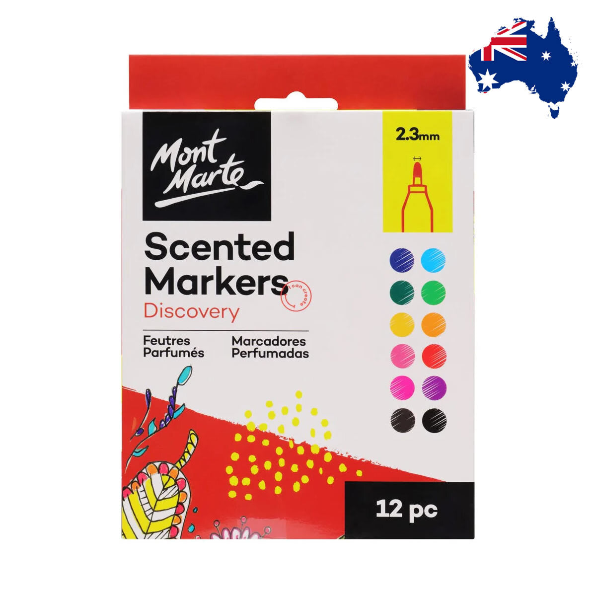 Mont Marte Scented Markers Discovery 2.3mm Tip 12pc 水果香氣彩色麥克筆 2.3mm筆尖 12色