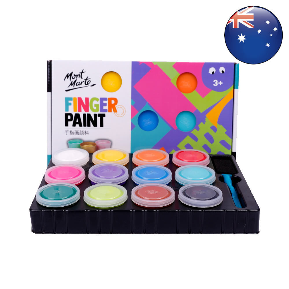 Mont Marte Washable Finger Paint Set 12 Colors x 35ml 可水洗手指畫顏料套裝 12色 x 35ml