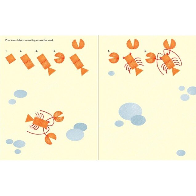 Usborne Rubber Stamp Activities Animals 兒童印章繪畫塗鴉本 動物主題 含6色印台6個形狀印章