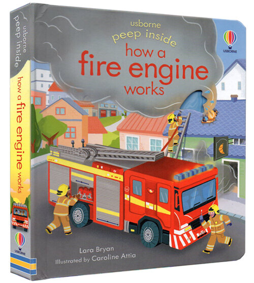 Usborne Peep inside How A Fire Engine Works 偷偷看消防員工作揭秘 幼兒小翻頁紙板書