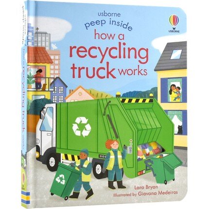 Usborne Peep inside How A Recycling Truck Works 偷偷看環保回收揭秘 幼兒小翻頁紙板書