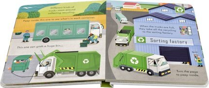 Usborne Peep inside How A Recycling Truck Works 偷偷看環保回收揭秘 幼兒小翻頁紙板書