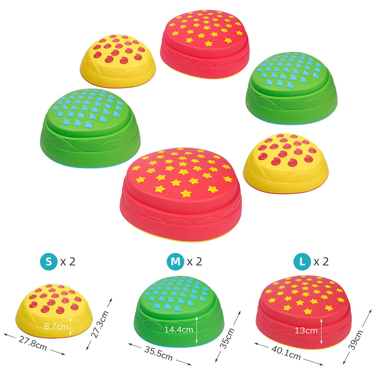 Up & Down Tactile Balance Colourful Stone, set of 6 起伏觸覺平衡石6個套組