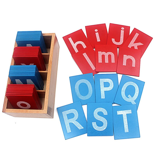 Kindermatic Montessori Lower and Capital Case Sandpaper Letters with Boxes 蒙特梭利 大寫及小寫英文字母沙板含木盒
