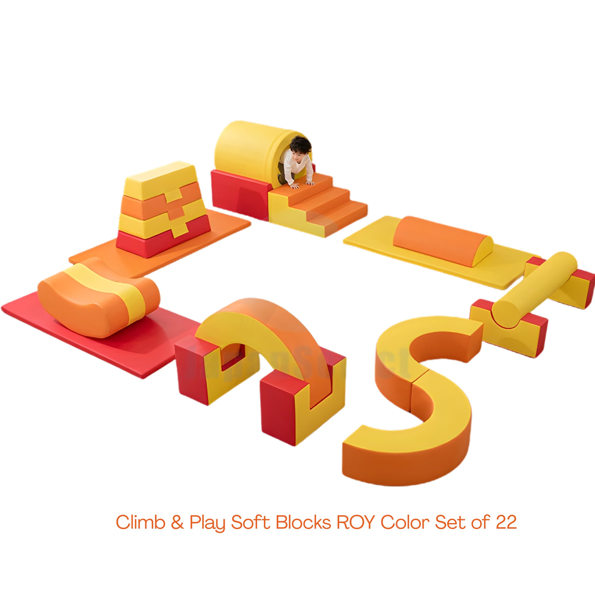Climb & Play Soft Blocks ROY Color Set of 22 件 可自由組合 紅橙黃三色 感統體能訓練組合
