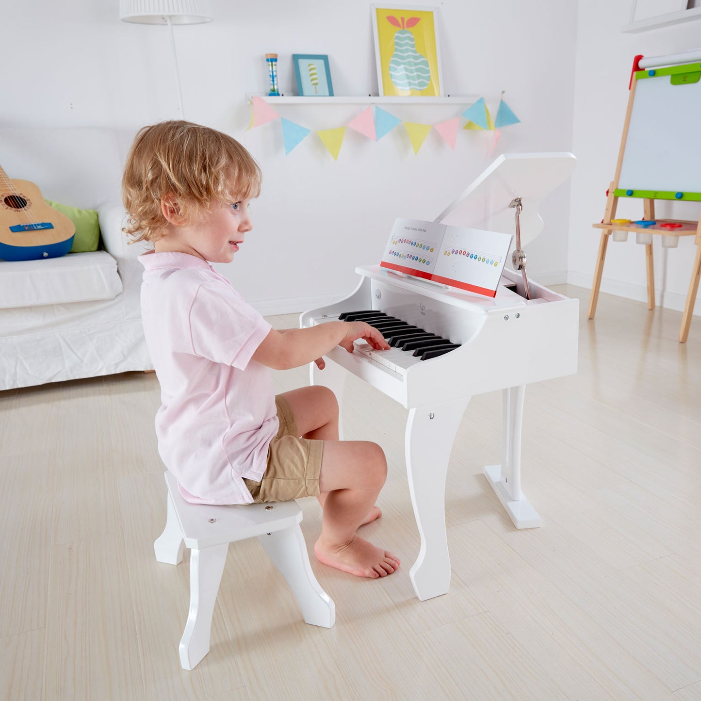 Hape Deluxe White Grand Piano  30鍵電鋼琴，優雅白