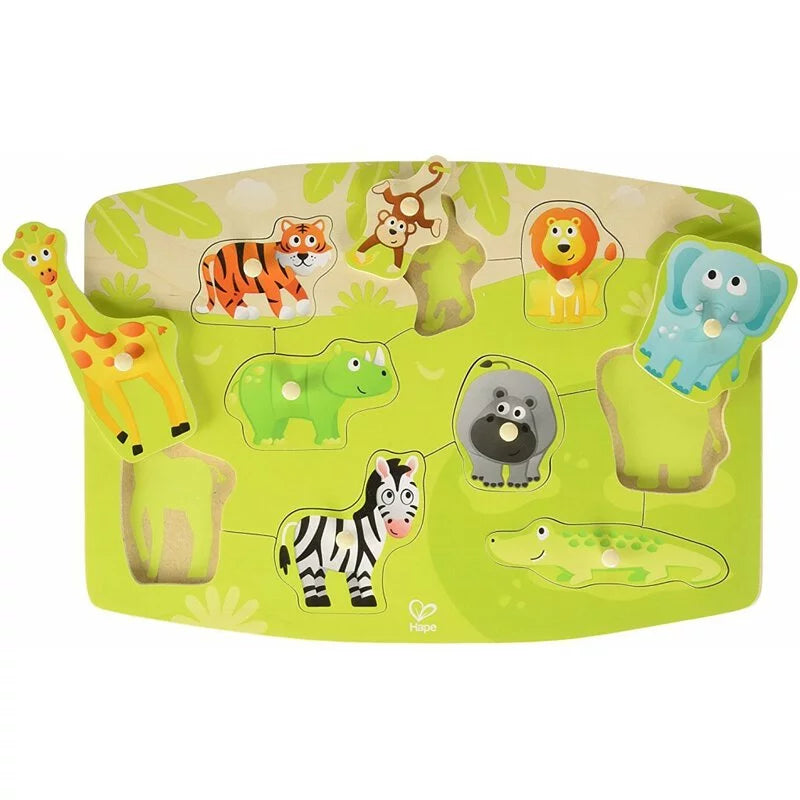 Hape Jungle Peg Puzzle 三階-叢林動物小抓手拼圖