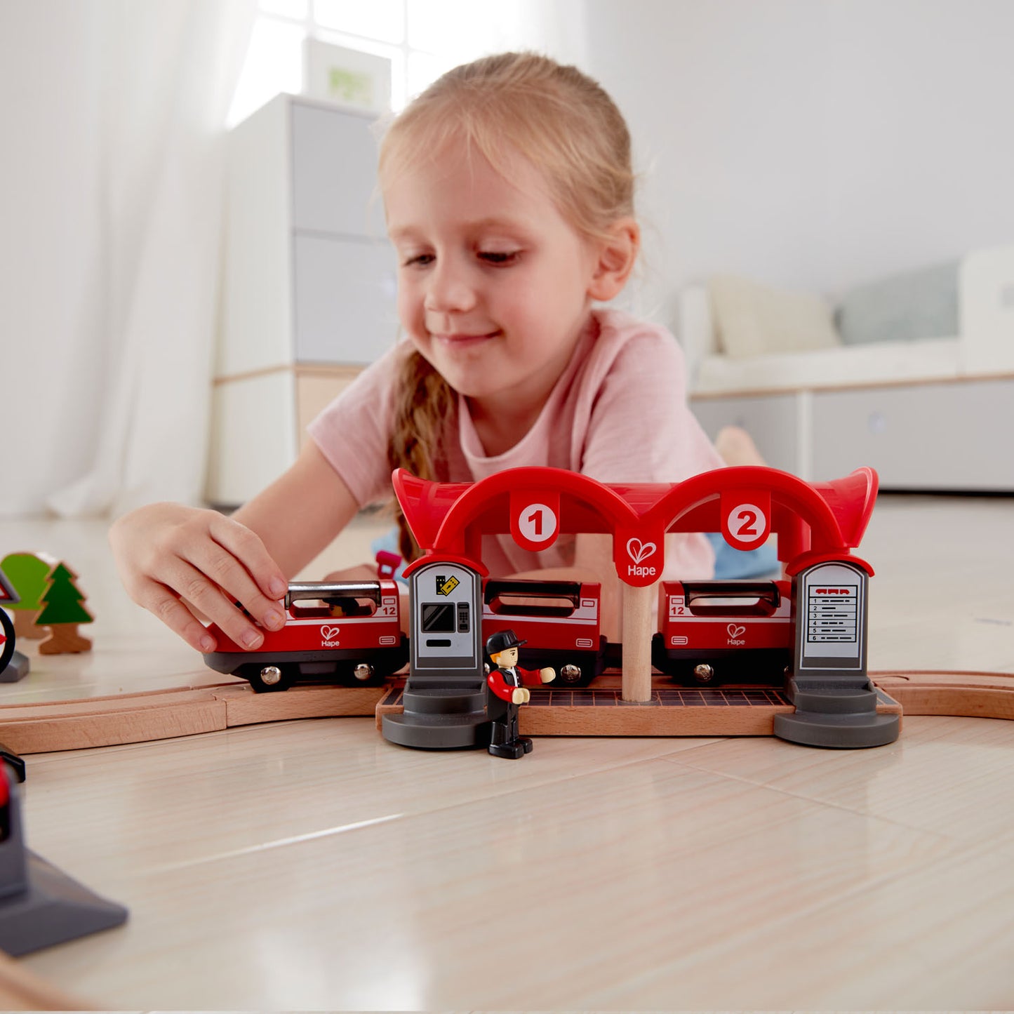 Hape Busy City Rail Set 城市鐵路軌道 木製建構套裝