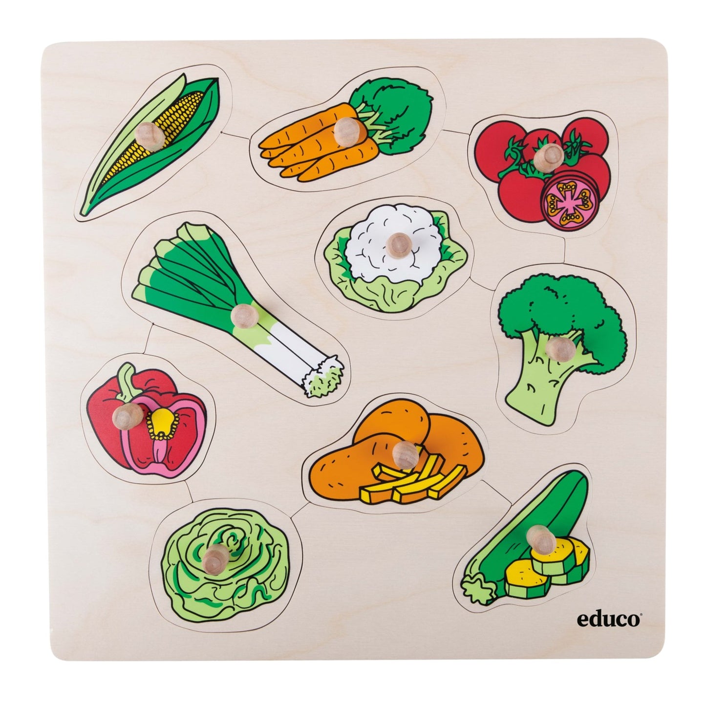 Educo Knob Puzzle - Vegetables 抓手拼圖遊戲-蔬菜