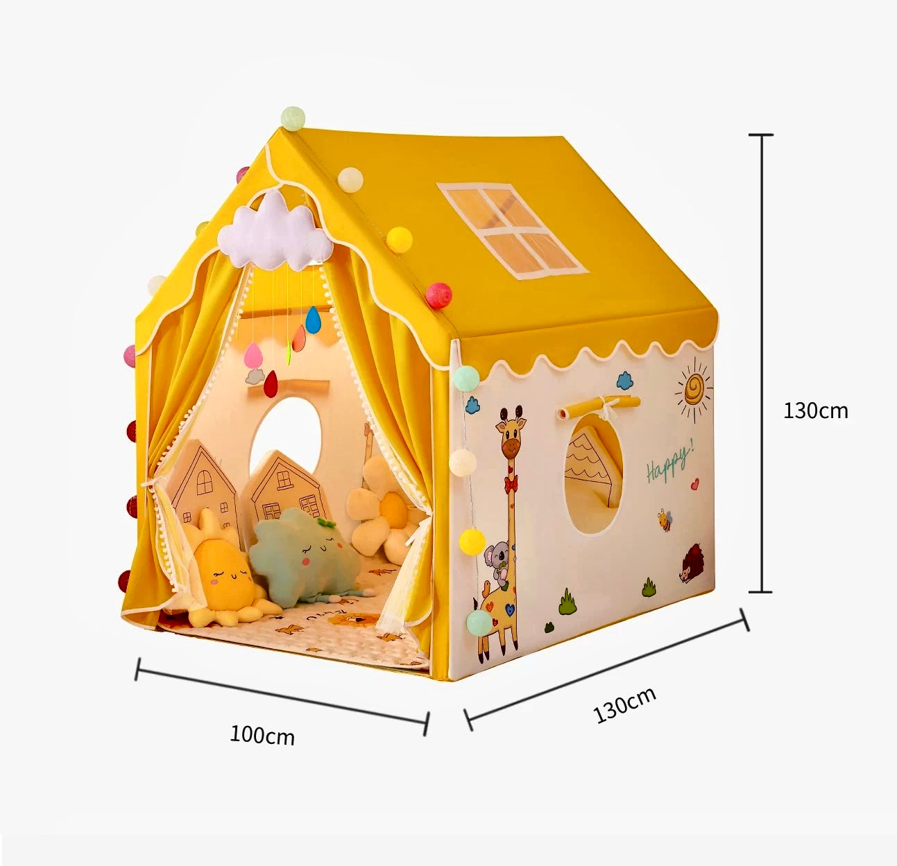 Kids Play Tent with Padded Mat and Light