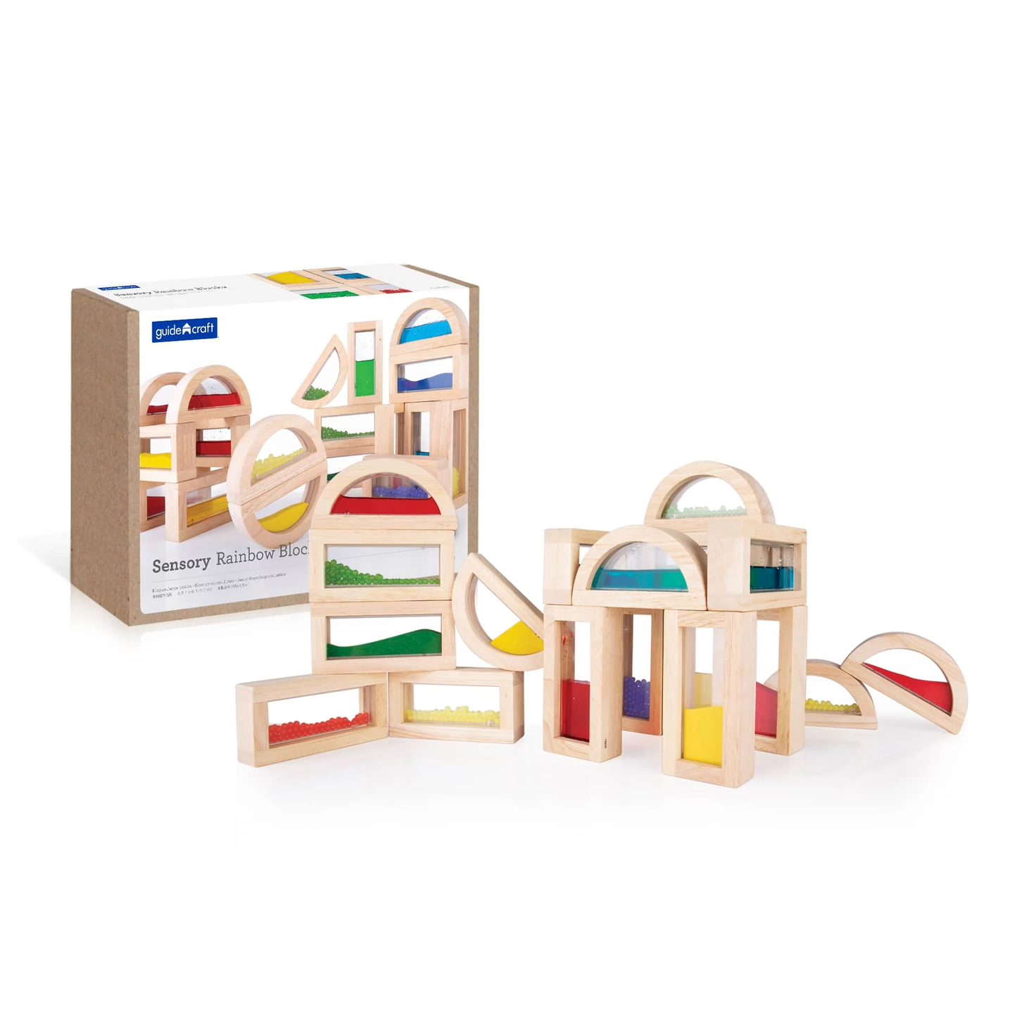 Guidecraft Sensory Rainbow Blocks - 18 pc. Set