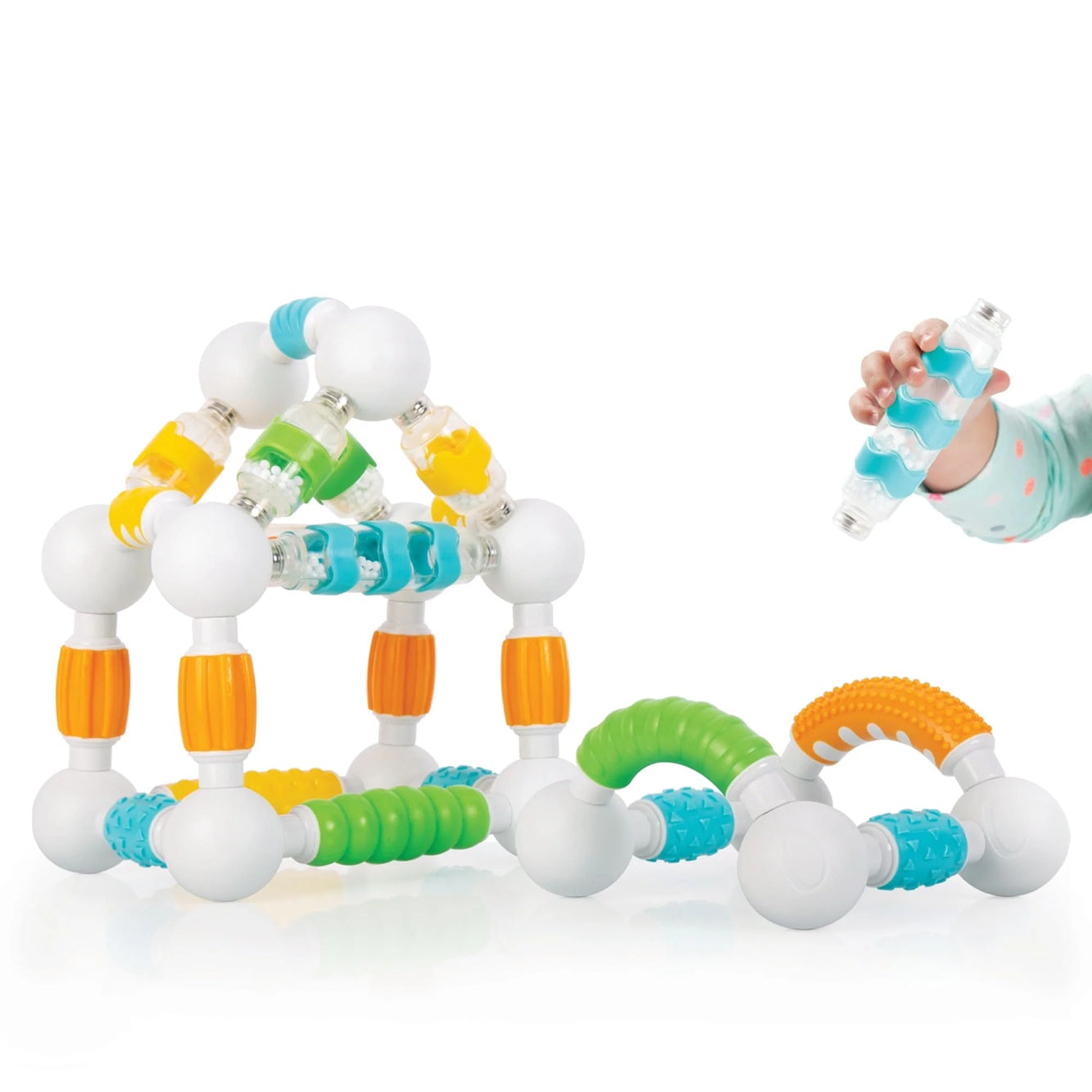 Guidecraft Grippies® Shake, Build and Curve - 70 pc. set 親握積木搖鈴建構弧形套裝70件